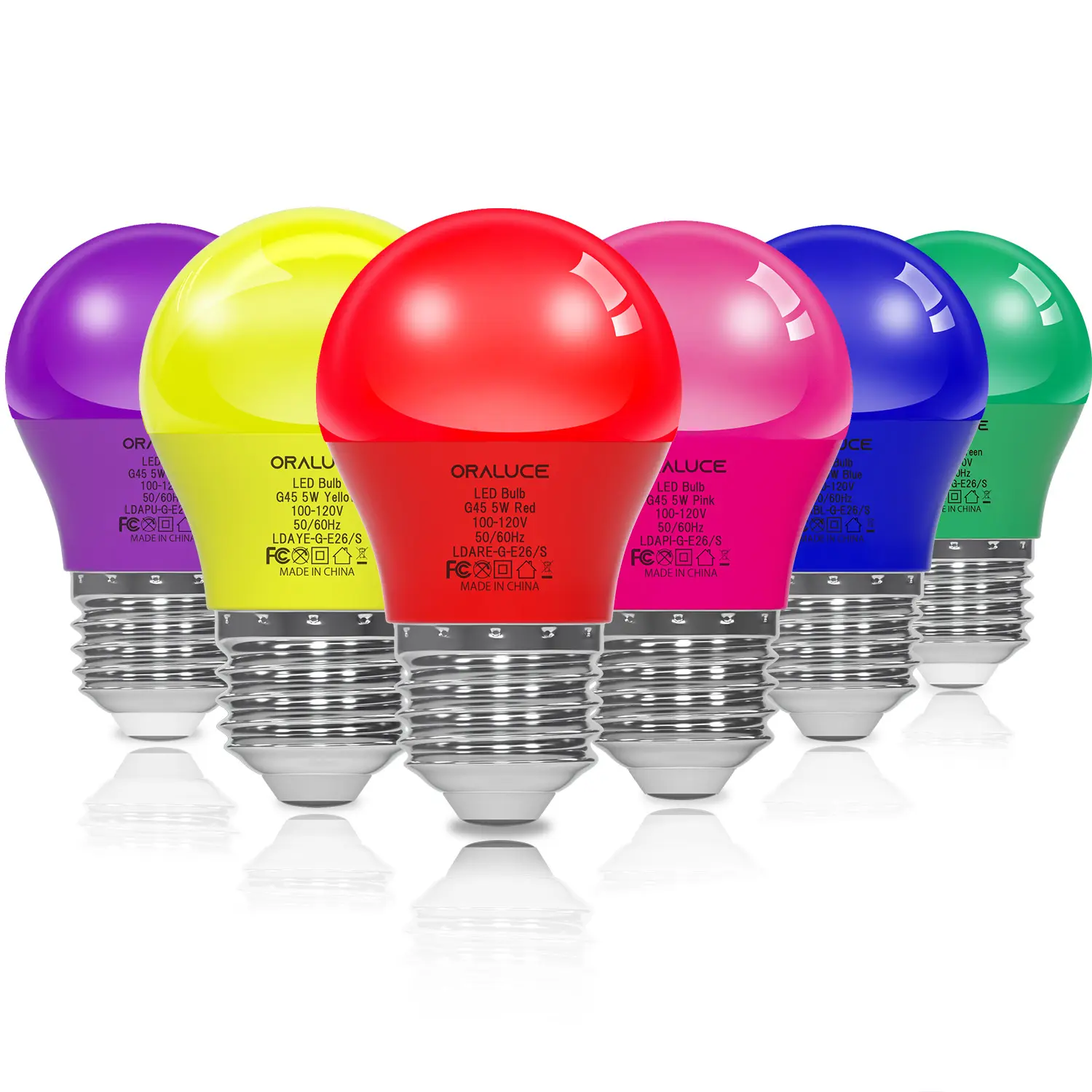 6-Pack Colored Porch A15 LED Bulbs, E26 Base, 5W 450LM Non-Dimmable Color Lights Bulb for Halloween, Christmas Party Decoration & Lighting