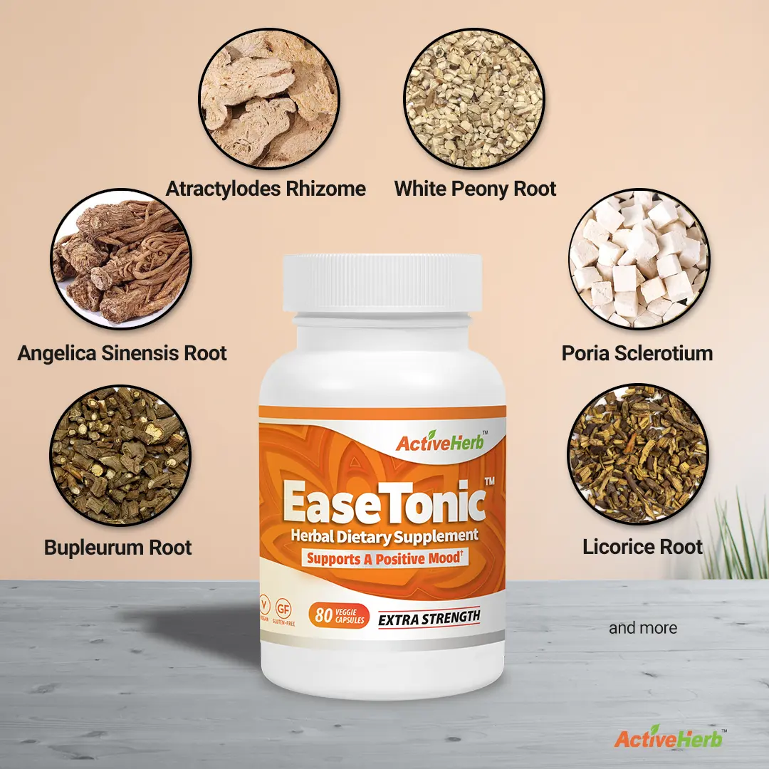 ActiveHerb EaseTonic 400 mg 80 Veggie Capsules Extra Strength Natural Herbal Supplement