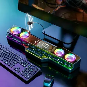 Bluetooth RGB notebook game speaker with microphone, fidelity dynamic, lossless sound quality, color lighting, 3000mAh battery, listen to footsteps, Desktop speaker, USB powered speaker, Multifunctional desktop speaker, gift
