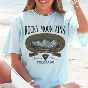 Vintage Rocky Mountains Colorado T-Shirt, Outdoor Discovery Graphic Tee, 90s Mountain Hiking Shirt, Comfort Colors Ivory Nature Top, Gift For Woman, Men