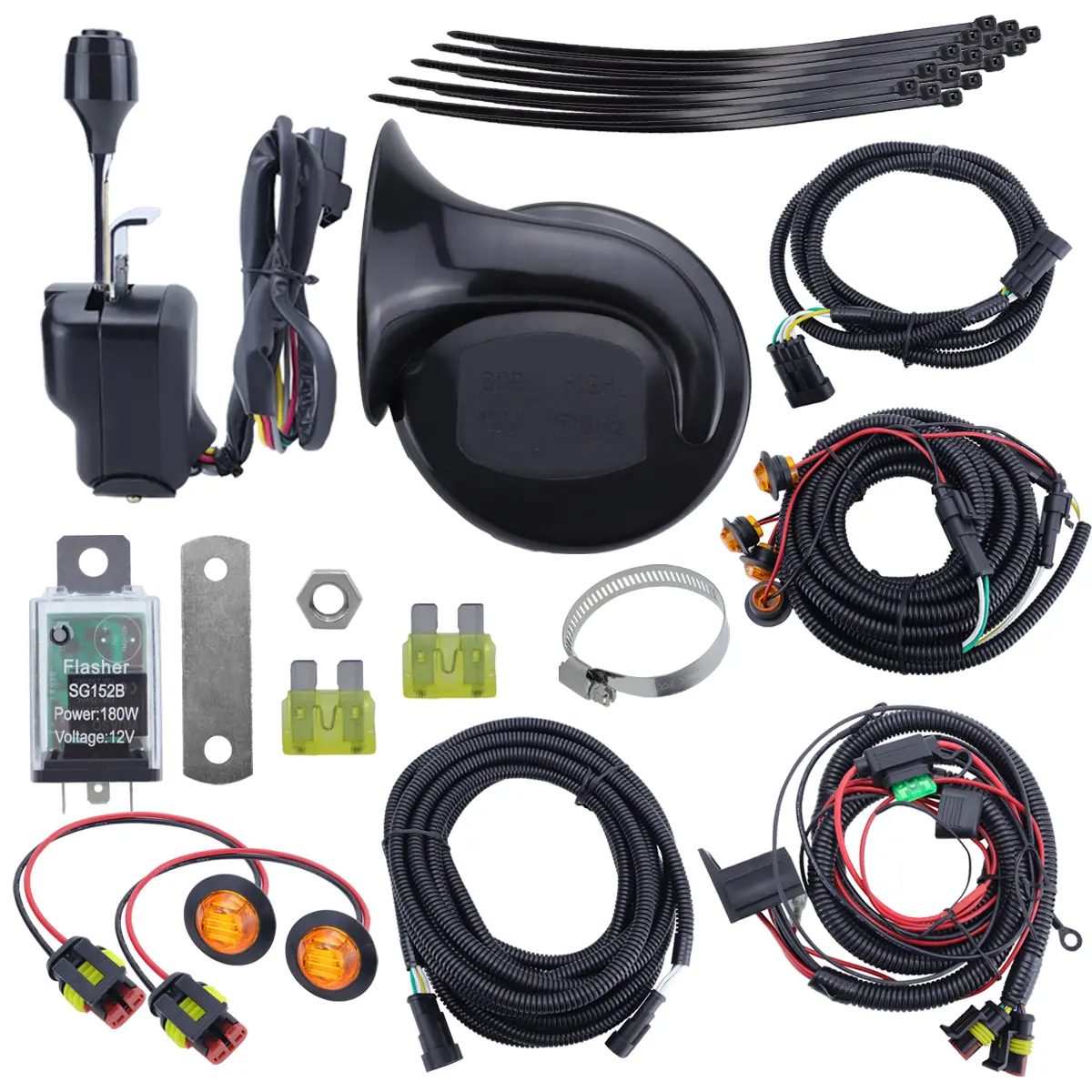 Gaomon 1 Set Plastic ATV-UTV Turn Signal Kit with Pre-Wired Harness, Turn Signal Lamps, Blinker Lights, Hazard Lights, Horn for Legal Modification
