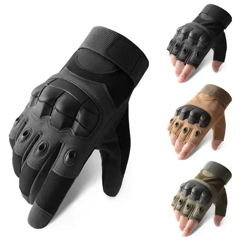 Tactical Accessories for Adults, Half-Finger Microfiber Leather Gloves with Hard Knuckles for Hiking, Work & Outdoor Sports, Guys Gifts