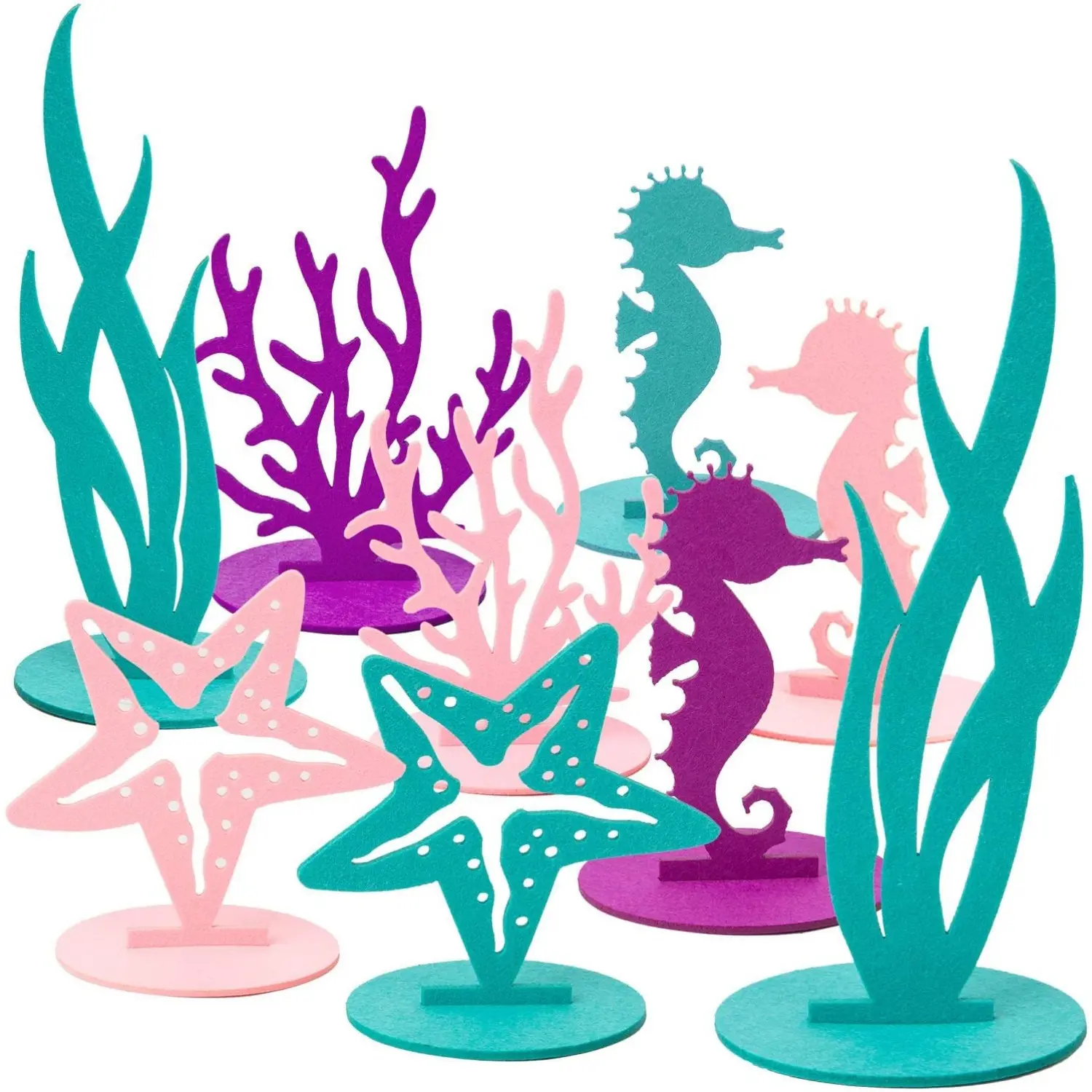 20pcs Sturdy Reusable DIY Felt Ocean Series Table Centerpieces, Coral Starfish Mermaid Decor - Holiday Party Home Improvement Supplies