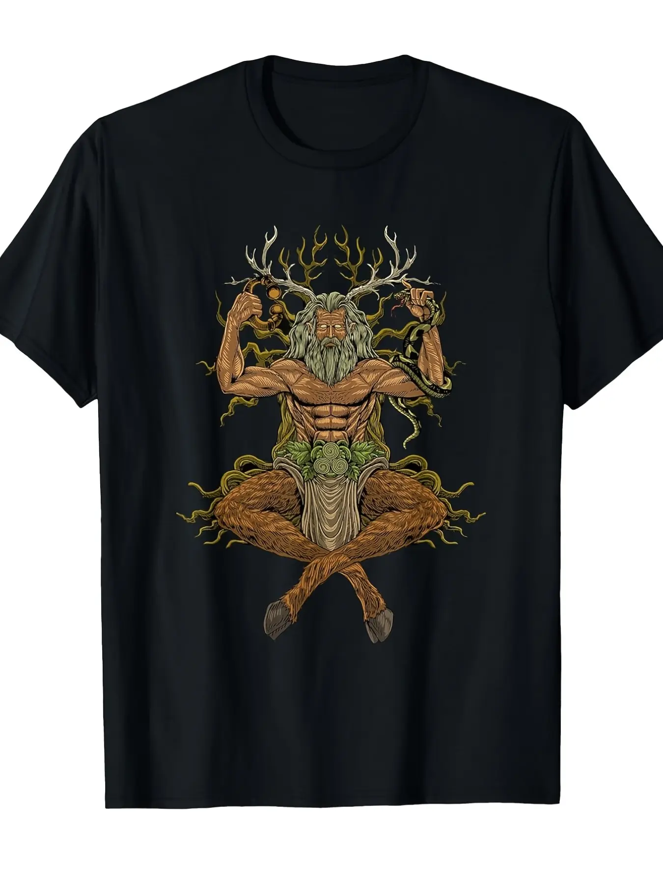 7.5oz Celtic Mythology God T-Shirt, Unisex Summer Short Sleeve Print Tee, Casual Loose-Fit Long Clothing for All Seasons