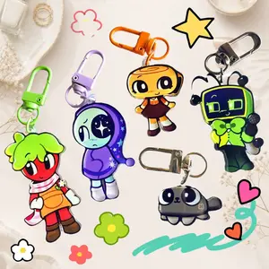 Main Toons Keychains, Dandys World Keychain, Astro, Shelly, Sprout, Cosmo, Pebble, Astro, Vee Keychains Dandy World Charm, Cute Keyring Acrylic, Perfect Gift for Fans, Collectible Character Charms, Backpack & Bag Accessories