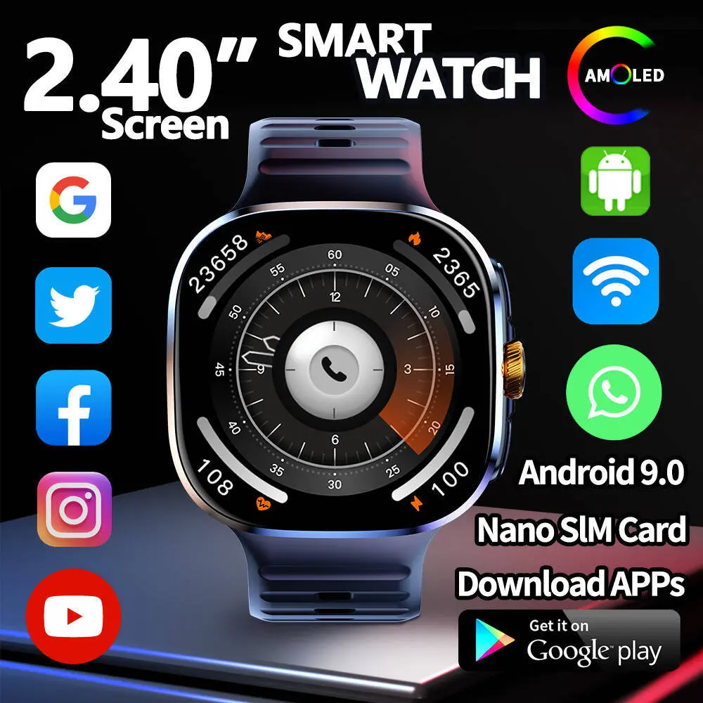 M99 Global Connected Smart Watch - 2.40 in Wearable Tech Device, Rotatable Camera, SIM Call Function, Heart Rate Tracking, Blood Pressure Monitor, NFC Access Control, Aluminum Build, Waterproof, Pedometer, Digital Health Fashion Tech Watch