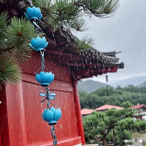 Blue Dragonfly Lotus Flower Rain Chain Decor Hanging porch goose statue porch goose statue