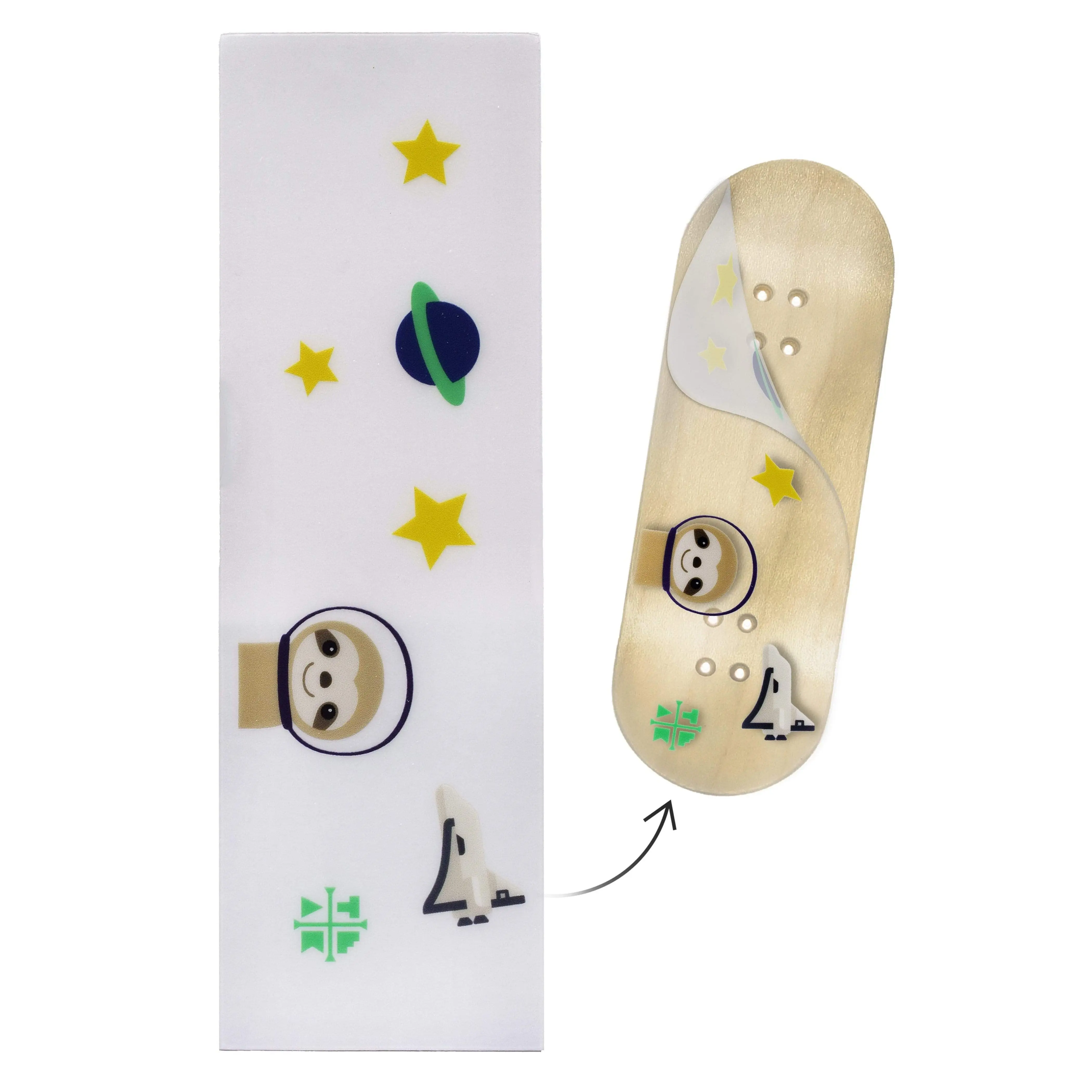 "Sloth in Space" Deck Graphic Wrap (Transparent Background) - 35mm x 110mm