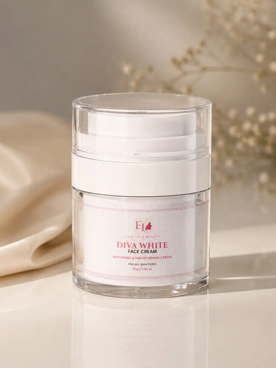 Diva White Facial Cream, Lightweight Skincare Moisturizer for Daily Use