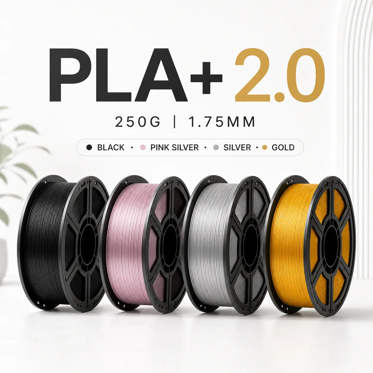 PLA+ 2.0 Polylactic Acid 3D Printer Filament - 1.75mm, 250g, Smooth Printing, Strong Layers, Tangle-Free, High Precision, Clean Finish affordable
