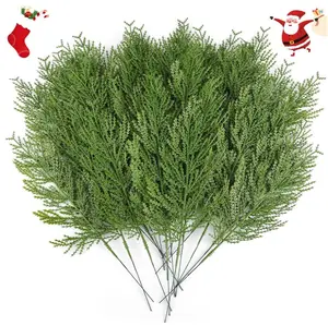 40 Pcs Artificial Pine Sprigs Faux Greenery Stems Pine Picks Plastic Christmas Decor - DIY Holiday Accessories (40, Green)