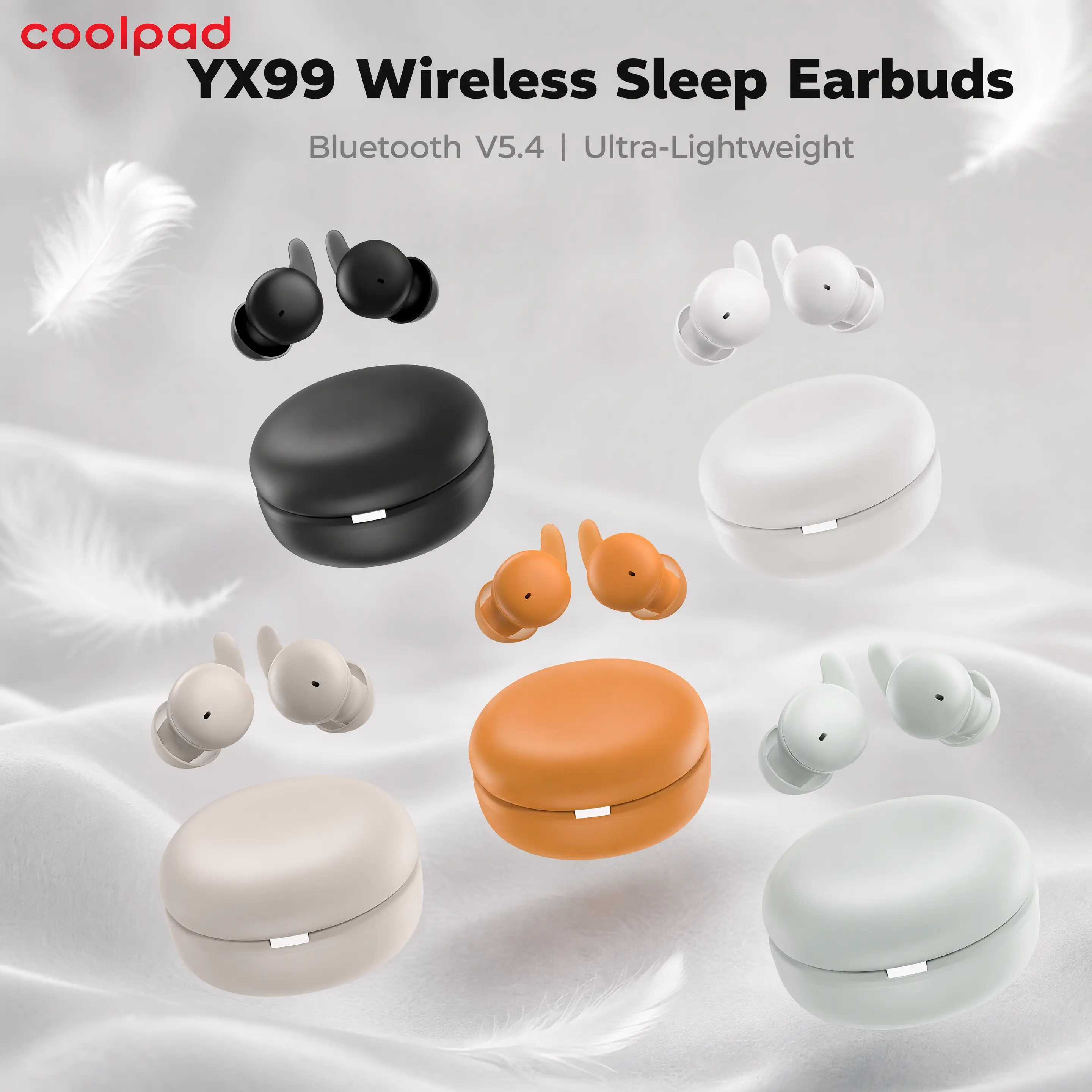 Coolpad YX99 Mini Wireless Bluetooth Earbuds - Ultra-Soft Silicone, 0-Pressure Fit, Lightweight Audio Headphone, ENC Noise Canceling, 0.75Wh Magnetic Design, Nighttime Comfort