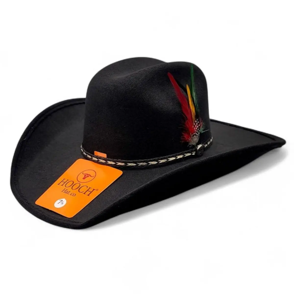 Texana Vaquera para Hombre de Fieltro Sintetico Color Negro con Pluma Incluida – Hooch HTD50