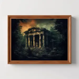 Neoclassical Temple Ruins | Dark Academia, Abandoned Roman Temple, Roman Art Architecture, Junglecore, Dark Cottagecore, Unframed