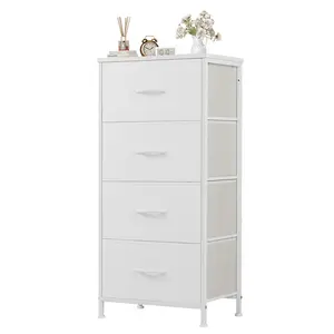 Dresser with 4 Drawers, Storage Tower, Organizer Unit, Fabric Dresser for Bedroom, Hallway, Entryway, Closets, Sturdy Steel Frame, Wood Top, Easy Pull Handle
