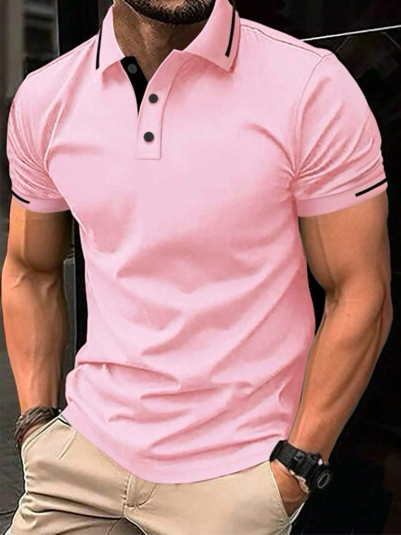 Men's New Polo Shirts Classic Casual Solid Color Plain Daily Wear, Simple Versatile Minimalist Design, Perfect for Daily and Sports