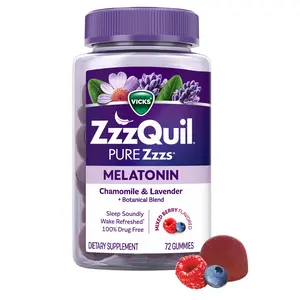 Pure Zzzs Melatonin Gummies 2mg Sleep Aid with Chamomile & Lavender, Wildberry Vanilla Flavor - 72 Gummies for Adults