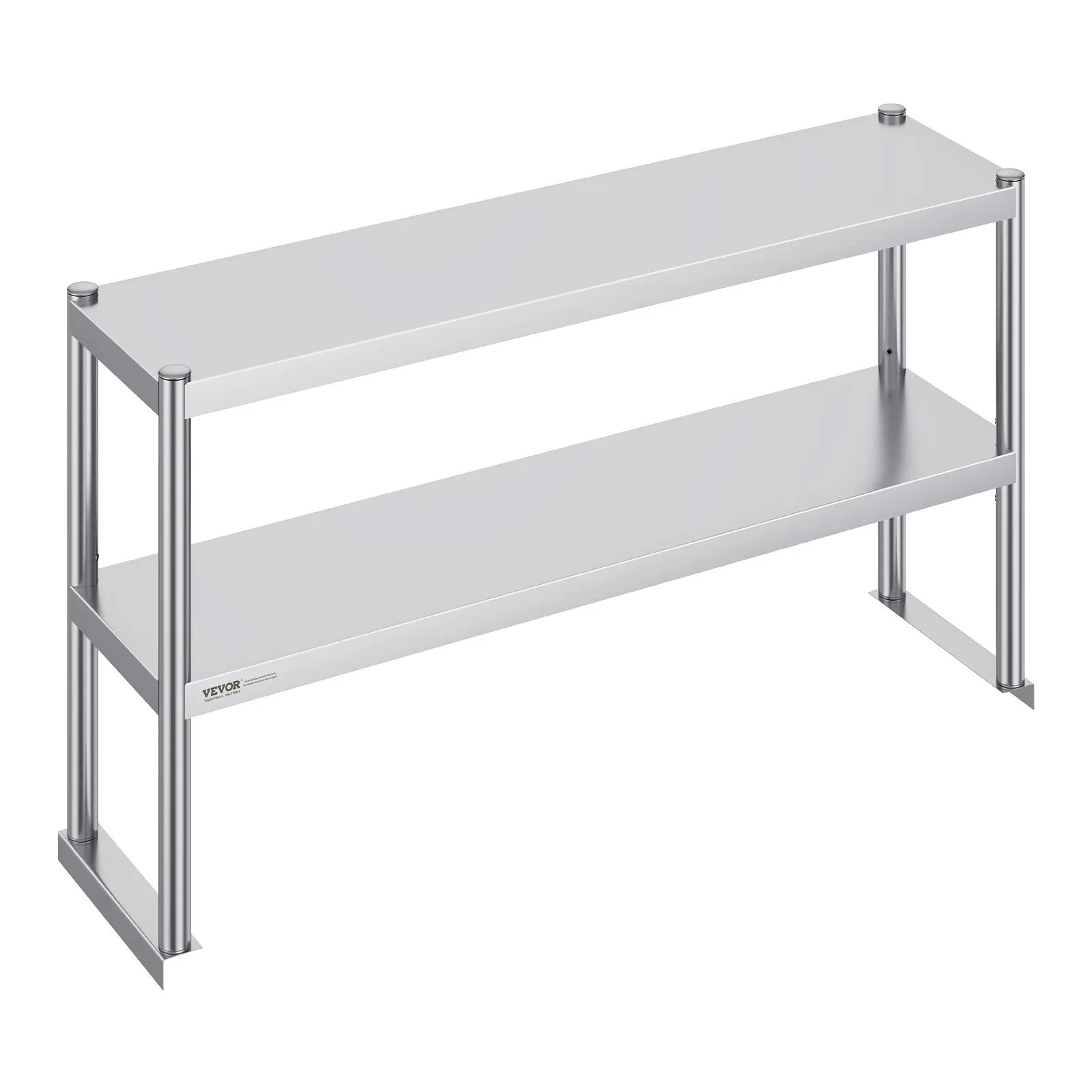 【Summerfinds】VEVOR Double Overshelf Double Tier Stainless Steel Overshelf12 x 48 Inch Double Deck OvershelfHeight Adjustable Overshelf Prep Work Table for KitchenRestaurant and Workshop