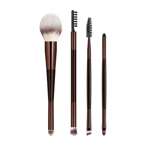 4-Piece Dual-Ended Makeup Brush Set, 8-In-1 Multi-Functional Soft Synthetic Fiber Bristles, Ideal for Blush, Concealer, Brow, Eye Shadow, Liner