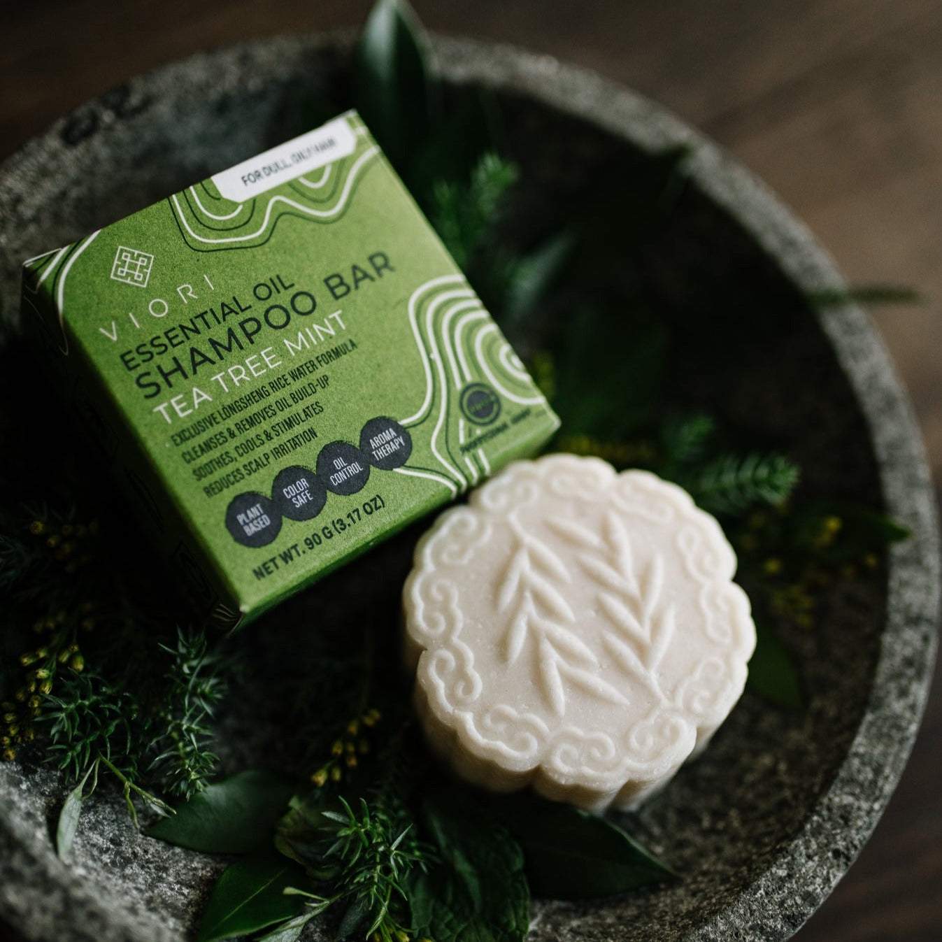 VIORI Beauty Shampoo Bar | Tea Tree Mint Scent | Essential Oil Collection