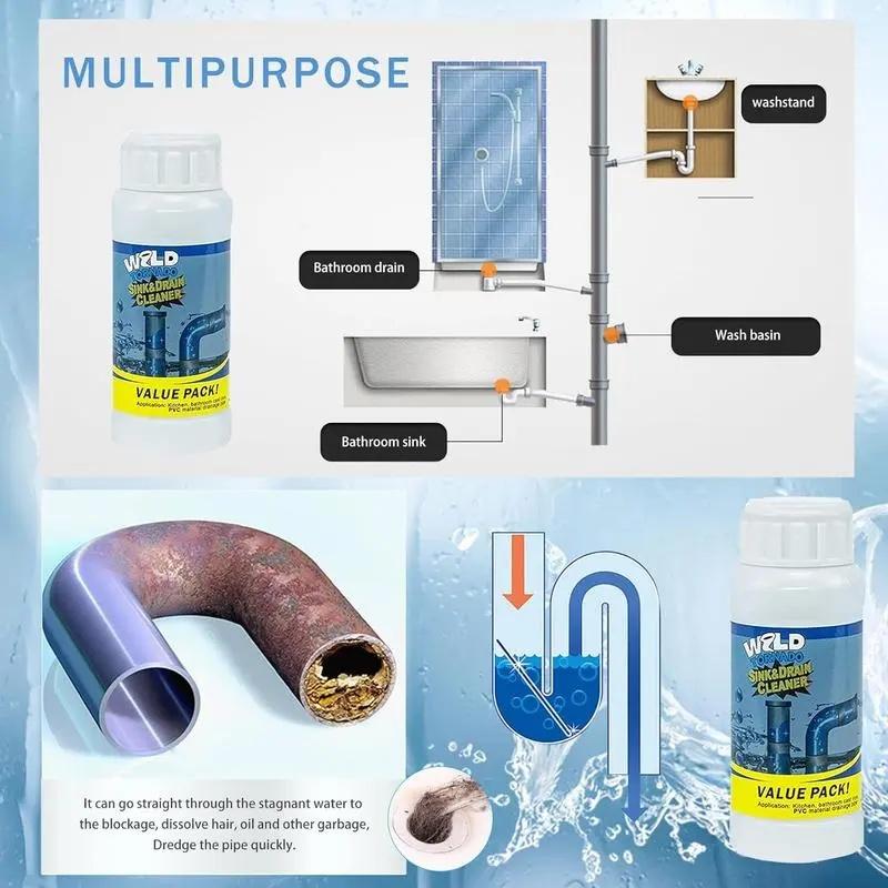 Pipe Dredging Agent for Kitchen and Toilet Pipelines,Dissolves 200+ Blockages and Kills 99% of Bacteria.2PCS