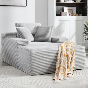 67'' Oversized Chaise Lounge Chair Indoor, Deep Seat Sleeper Couch Reading Chairs Extra Wide armrests for Living Room & Bedroom, No Assembly Required(Grey)