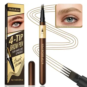 Waterproof & Smudge-Proof 4-Prong Eyebrow Pen, Ultra-Fine Tip Smooth Application, 24-Hour Long-Lasting Color Lock, Ideal for Beginners' Realistic Brow Look & Daily Brow Care