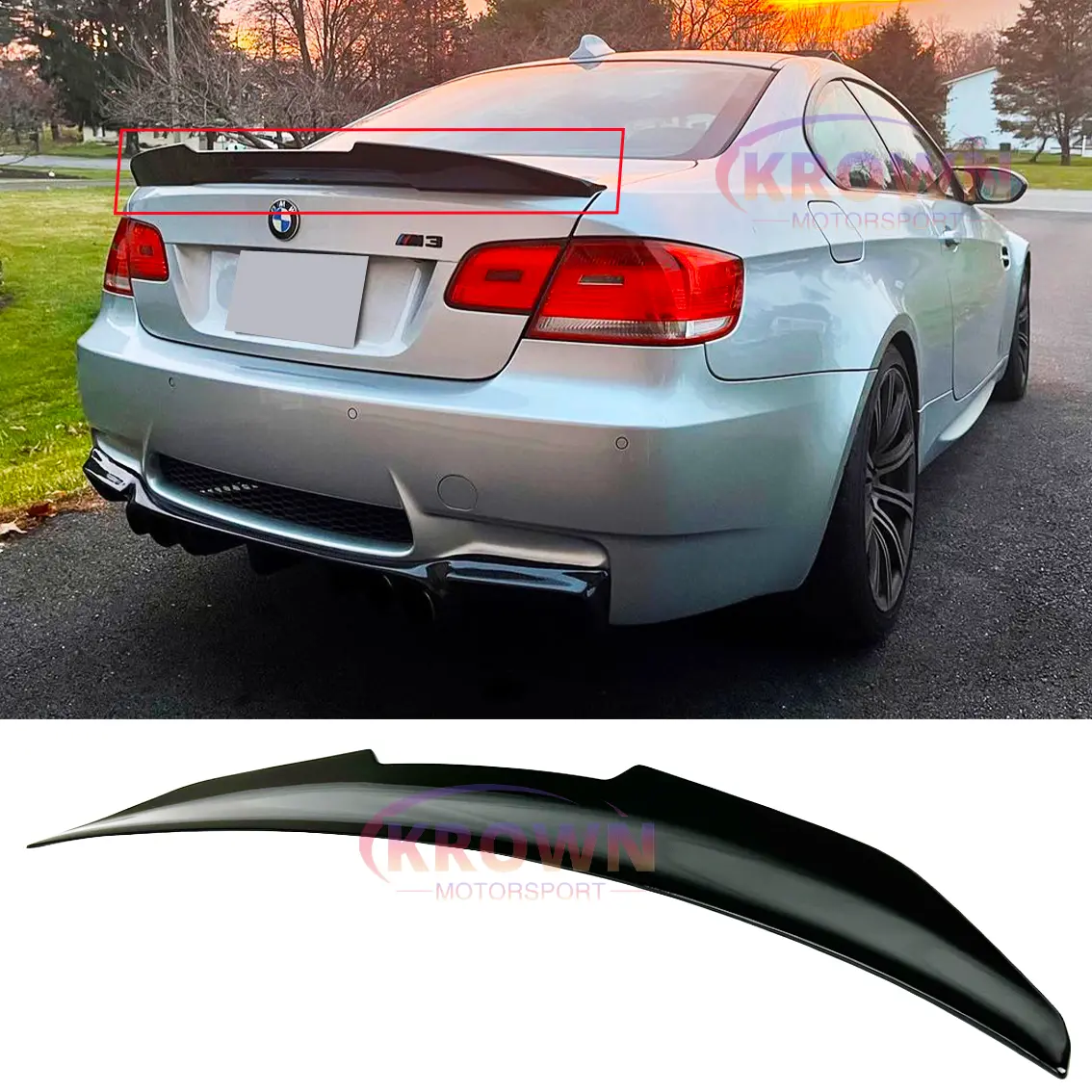 FITS 2007-2013 BMW E92 2DR 3 SERIES & M3 GLOSSY BLACK PSM STYLE HIGHKICK TRUNK SPOILER WING