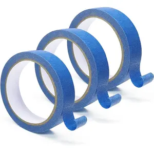 3Rolls Blue Painters Tape,Multi-Surface Medium Adhesive Paint Tape, Safe Wall Painting, Edge Finishing-1 Inch X 22 Yards