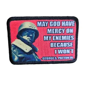 may god have mercy on my enemies general patton 2"x3" removable morale patch with hook and loop backing