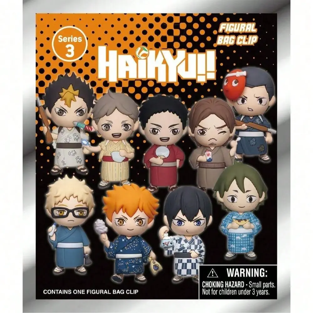 1 PC Haikyuu!! Licensed 3D Anime Character Series 3 Mystery Bulk Figural Bag Clip Keychain, Keychain Collectibles, Random Character For Birthday Christmas Party Gifts Figurine