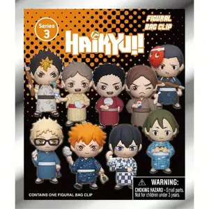 1 PC Haikyuu!! Officially Licensed 3D Anime Character Series 3 Mystery Bulk Figural Bag Clip Keychain Pendant Random One Hinata Shoyo And Kageyama Tobio Or Other Characters For Birthday Christmas Party Gifts To Mom Dad Friends Couple Figurine