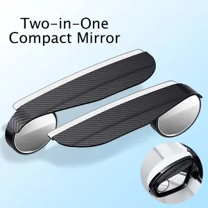 2pcs Carbon Fiber Textured Blind Spot Mirrors: 360° Adjustable, Easy to Install, Enhance Driving Safety, Car Exterior Accessories