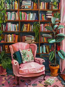 1/4/9PCS Book Room 5D Diamond Painting Art Kits for Beginner DIY Full Drill Diamond Dots Crystal Craft Kits for Home Wall Decor Gifts