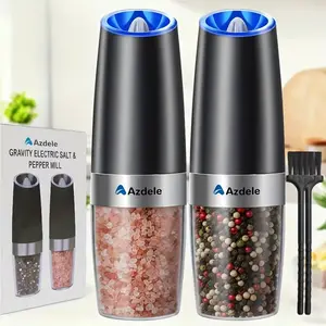 2-Pack Electric Salt and Pepper Grinder Set, Automatic Operation, LED Indicator Light, Adjustable Coarseness, Large Capacity Spice Grinder- Heavy-Duty Electric Grinder, One-Button Operation, Battery-Powered- Ideal for Kitchen