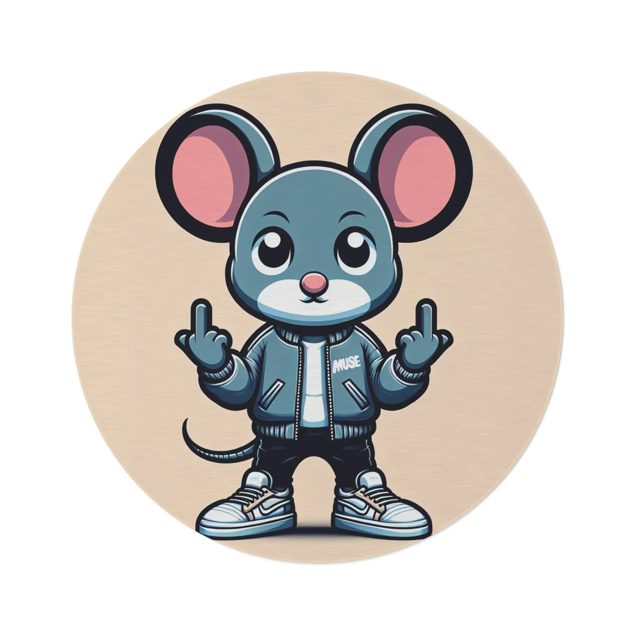Stylish Mouse Graphic Round Rug - Perfect for Home Decor & Kid's Rooms