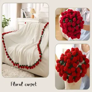Handmade 36 Rose Flower Blanket Perfect Gift for Anniversary Valentine Birthday Couples Home Bedroom Decor Cozy Chic Blanket