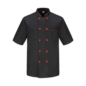 [Chef Cooking Uniform] Chef Cooking Uniform - Double Breasted Short Sleeve Jacket Shirt For Men Adult Restaurant