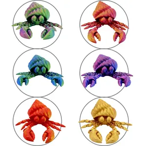 3 Piece Set 3D Printed Realistic Hermit Crab with Articulated Joints, Fun Decoration for Home Office, Perfect for Halloween Christmas Thanksgiving Gifts