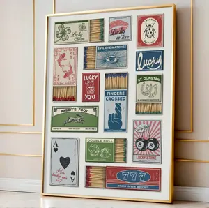 Vintage Matchbox Print, Trendy Matches Poster, Retro Matchbook Wall Art