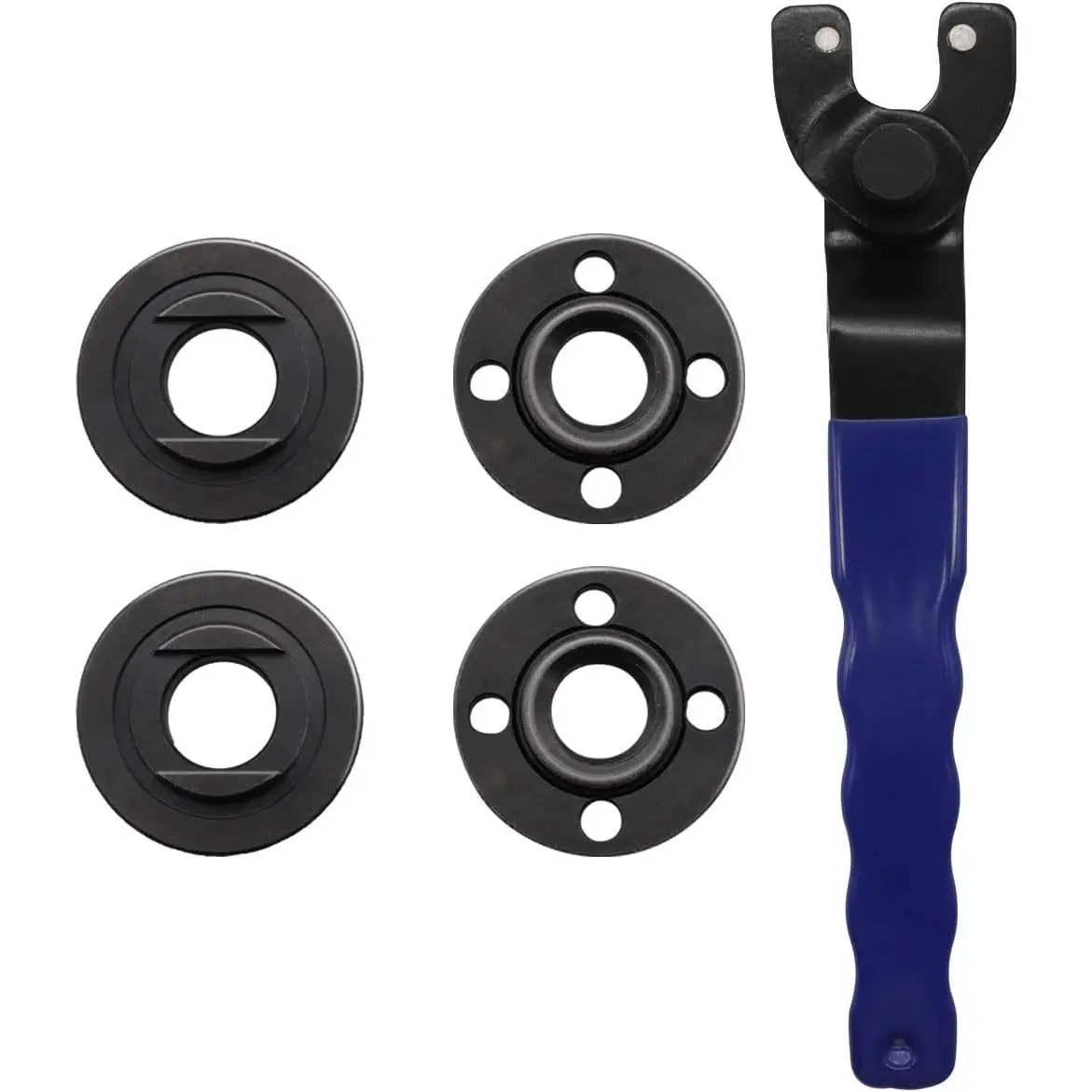 Universal Grinder Spanner Wrench with 4 Pcs 5/8-11 Shaft Nut, Fit 4.5"-7" Grinders - O-K-023-LM
