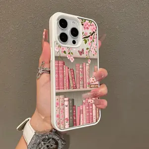 Magnetic Stylish Case for iPhone 17 16 E Pro Max 15 Plus 14 13 12 11 XS XR, Cherry Blossom Bookcase Aesthetic | Shockproof, Silicone, Lightweight, Girly, and Scratch Resistant Protection