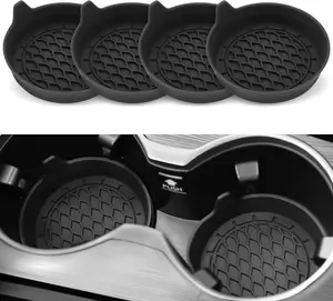 Cup Holder Coaster,  Cup Holder Insert, Universal Non-Slip Cup Holders,  Accessories Interior for Women and Man Interior Sets 4 Pack Black