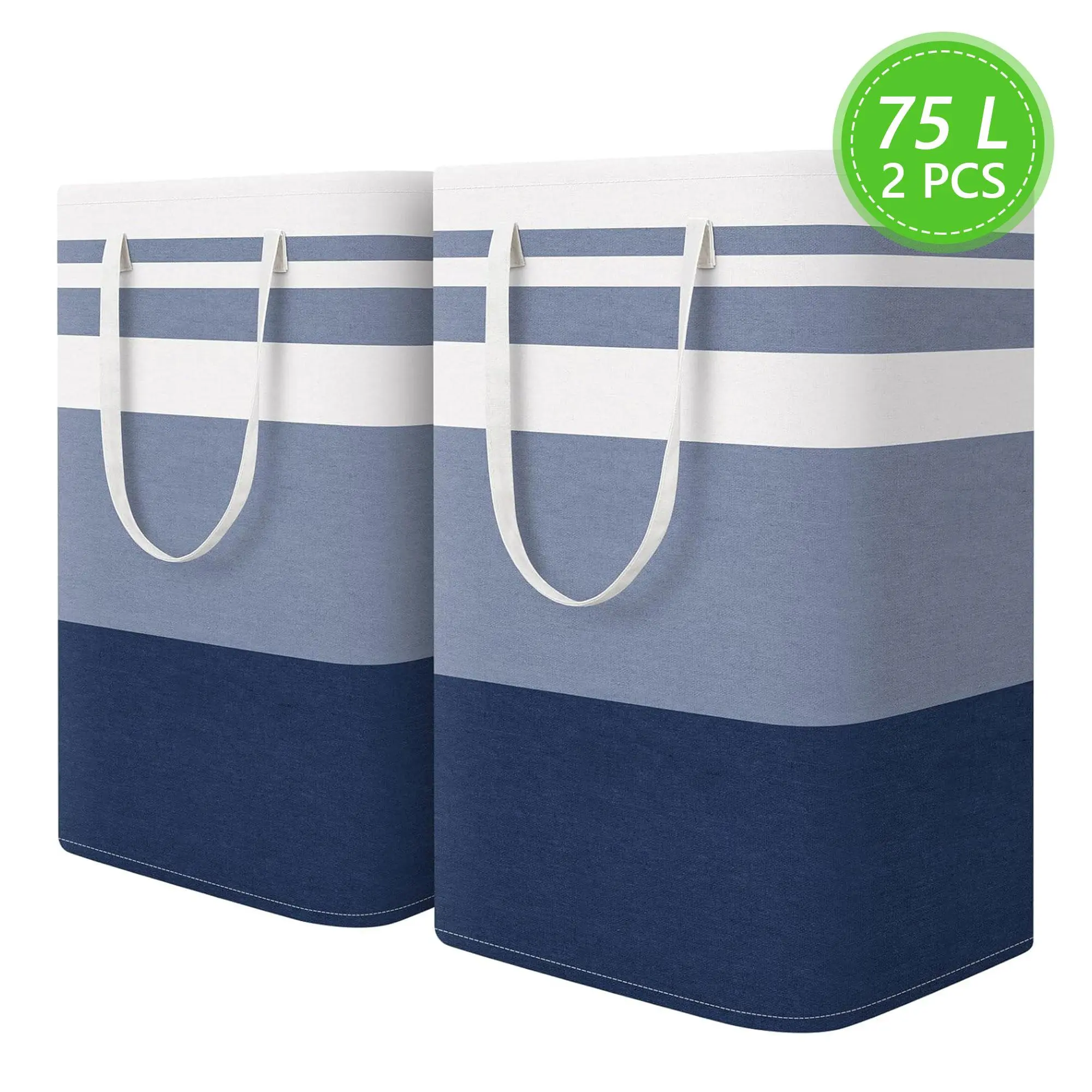 2-Pack Large 75L Tall Clothes Storage Hampers, Waterproof Freestanding Collapsible Laundry Baskets with Durable Handles, for Toys & Laundry in Household & College Dorms - Gradient Black, Tall Shape