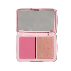 Half Caked Makeup Double Dipper Color Duo - Primer-Infused Pressed Powder Blush and Highlighter