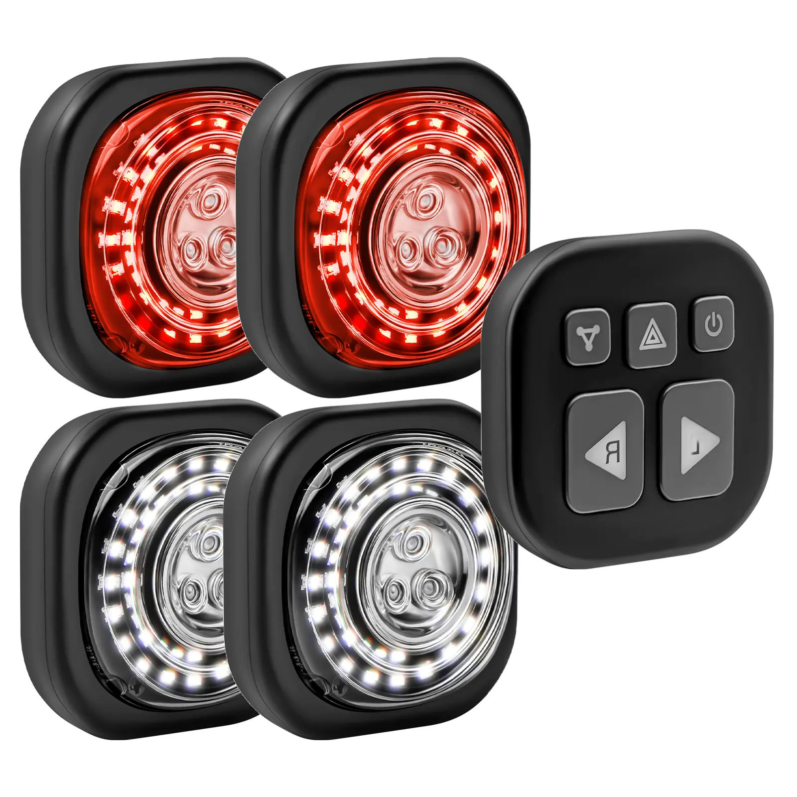 Deals for You Days RGB LED Strobe Light: Wireless Remote Motorcycle Flash Warning Light, Multifunctional for Bike, Car & E-Bike, with Left/Right Turn Signal, Rechargeable, IP67 Waterproof; Head, Rail, Brake & Hazard Light for Cycling Safety, Night Ride