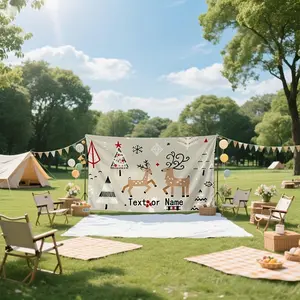 Custom 1pc Home Decor Tapestry, Christmas Reindeer Pattern with Personalized Name Background, Available in Various Sizes And Uses, Suitable for Wall Decoration, Courtyard Wall Decor, Easy to Hang, Garden, Home Decor, High-End, Mother'S Day