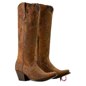 La Herradura Women's Casanova Distressed Leopard Suede 10063993 Winter Casual Round Toe Boot Walking Shoes