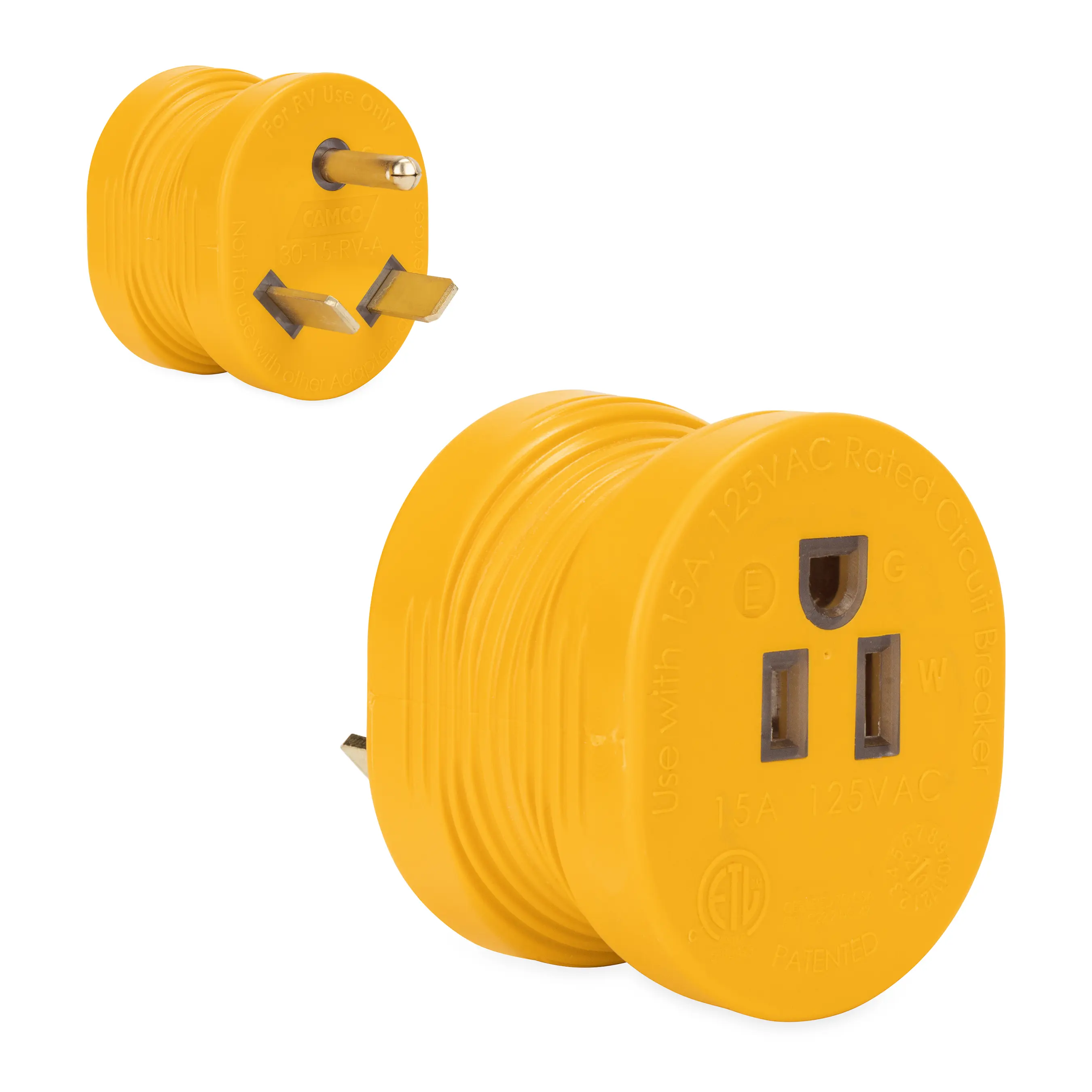 Camco Power Grip RV Electrical Adapter 30-Amp Male to 15-Amp Female