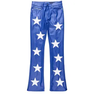 Steen Royal Blue  PU Stacked Flare Jean